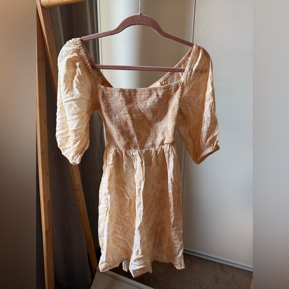 Roxy Peach Puff Sleeve Mini Dress